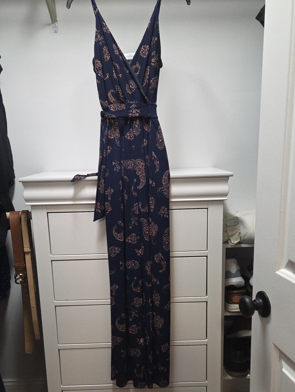 Navy Paisley Wrap Maxi Jumper